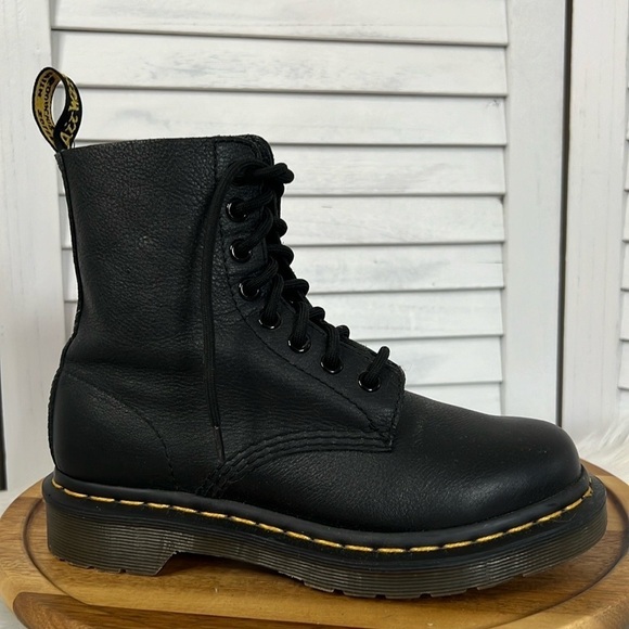 DR. MARTENS 1460 Smooth Black Leather Lace Up Boots Size Womens 5 - Picture 10 of 10